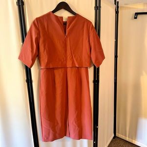 🏷️ Ann Taylor Terracotta Overlay Sheath Dress – Size 6